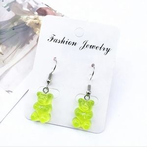Gummy Bear Yellow Lemon Lime Green Cute Candy Dangle Hook Earrings